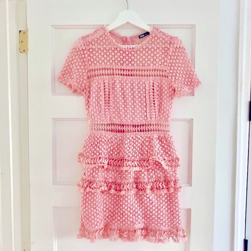 Ina pink crochet tiered dress